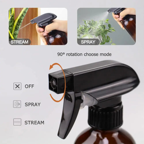 2 Pack Amber Glass Spray Bottles Refillable Empty Bottle for Essential Oils Plants Cleaning Hair Cosmetic Pump Liquid Dispenser