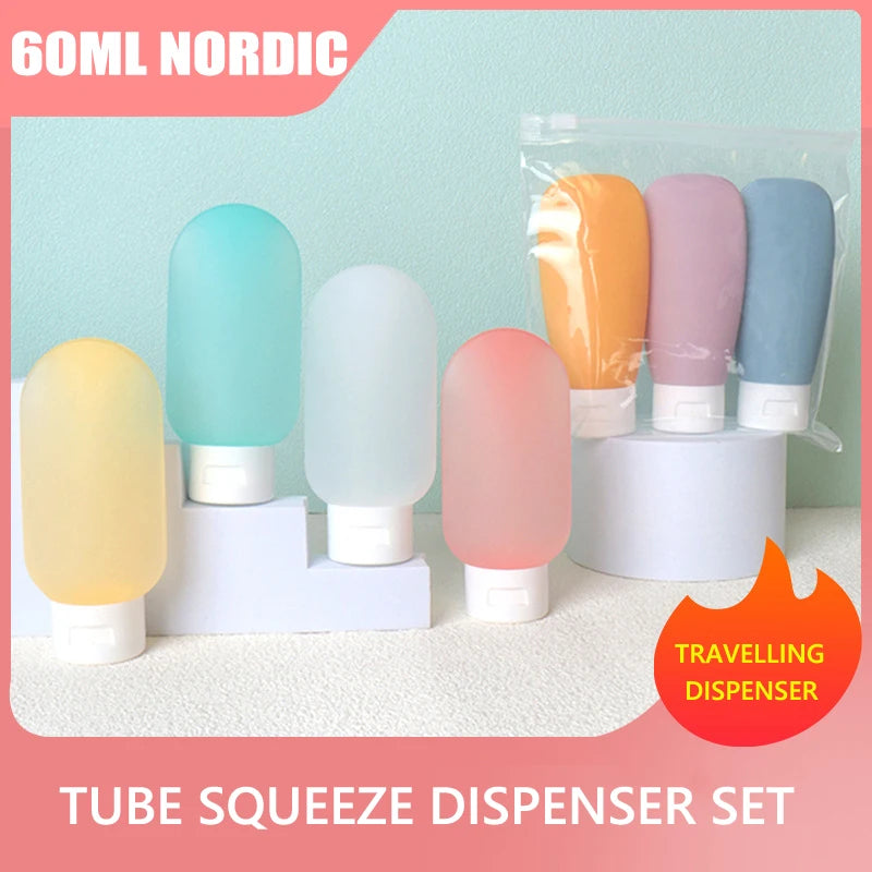3/4Pcs 30/60/100ml Travel Refillable Bottle Set Cosmetic Face Wash Hand Cream Lotion Hose Flip-Top Dispenser Empty