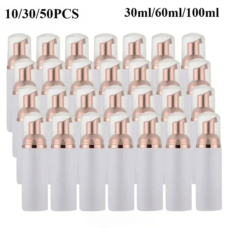 10/30/50pcs Plastic Foam Bottle Dispenser Foam  Eyelash Cosmetic Pump Bottle Empty Face Bottle Cleaner Soap Rose Gold